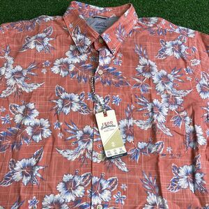 IZOD Saltwater Chambray Short Sleeve Button Down Shirt Red Blue Mens Size XL NWT